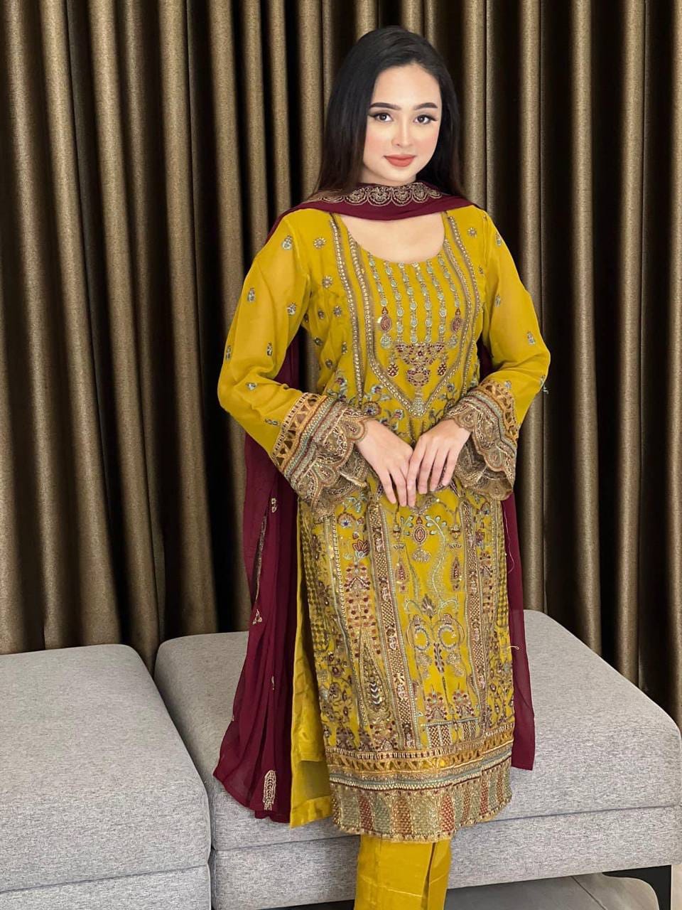 🌻 Sunflower – 4 Piece Dress ( Unstitched )
